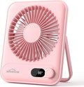 WHATOOK Small Desk Fan Personal Fans: 5000mah 25 Hours Battery Office Quiet Mini Desktop Fan Portable Rechargeable Travel Essentials (Pink, 5000 mAh)