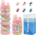 Silicone Collapsible Sports Water Bottles 500ml 16oz,Leak proof Twist Cap BPA Free Retractable for Home Outdoor,Biking,Hiking Portable Water Bottle Cups(1#Pink)