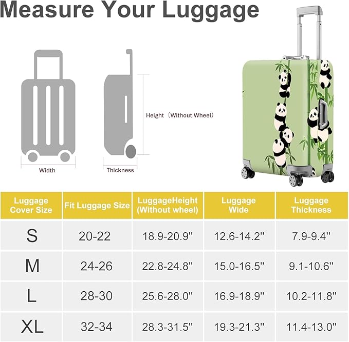 ANNA QUEEN Cute Panda Bamboo Luggage Cover, Cartoon Animal Suitcase Protector for 24-26 Inch Luggage