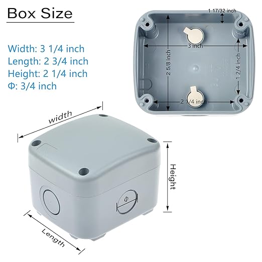 Small IP66 Weatherproof Enclosure in Grey,Nineleaf Outdoor Electrical Box 3 1/4" X2 3/4" X2 1/4",ABS Plastic Junction Box Indoor/Outdoor,3PK