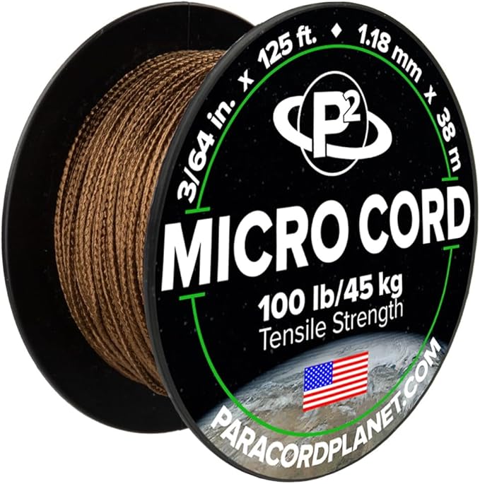 Paracord Planet Micro Paracord – Thin Braided Cord for Crafting, Fishing, and DIY Projects in 125 ft Spools – Copper