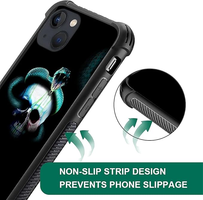 for iPhone 13 Mini Case, Skeleton Winding Snake Pattern Graphic Design Girl Boy Soft Silicone Hard Acrylic Shock Protection for iPhone 13 Mini