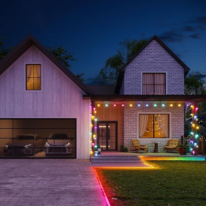 Afirst Colored Outdoor String Lights 25FT with 27 LED Bulbs Waterproof Multicolor Patio Lights for Christmas Party