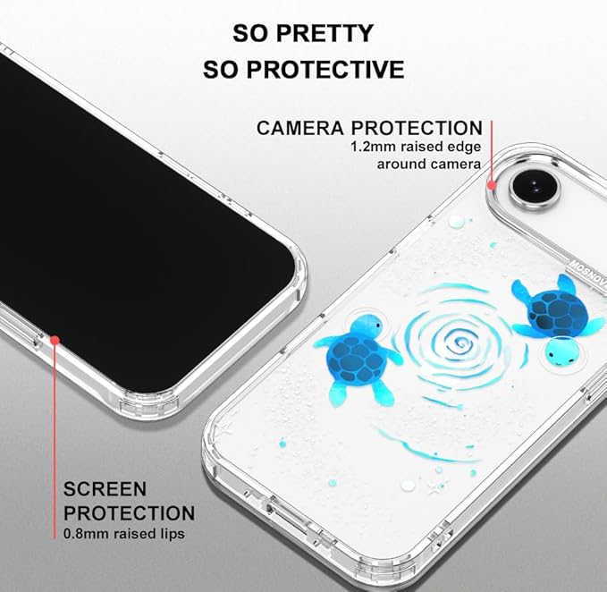 MOSNOVO for iPhone Air Case | Military Grade 6.6ft Drop Tested | Camera Control | Clear with Space Turtle Design
