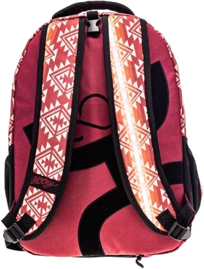 HOOEY Recess 25L Backpack - Durable Lightweight Daypack for Travel, Gym, & Outdoor Use - Spacious Main Compartment, Laptop Sleeve, Water-Resistant, Stylish Unisex Design (Maroon/Aztec)