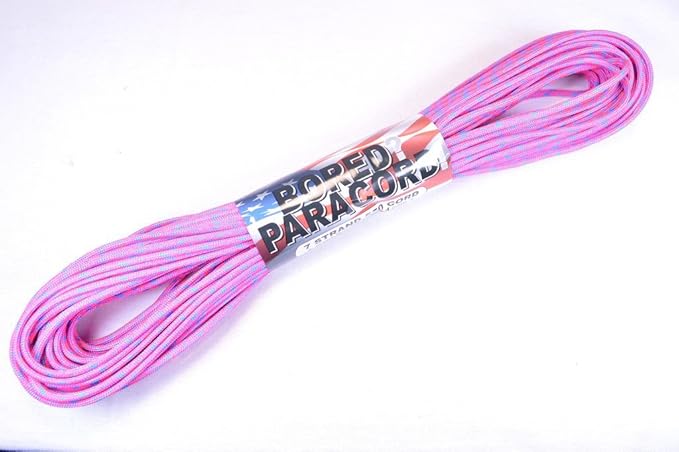 BORED? PARACORD! 550 lb Paracord – Ideal for Crafting, DIY Projects, Camping, Military & Active Outdoors – 300+ Colors – Tactical Parachute Cord Type III – Strong - Razz Matazz 50 Feet