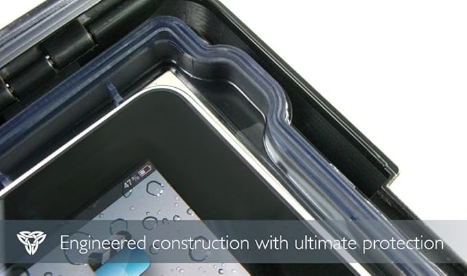 Pyle Universal iPad Waterproof Case, Marine Water Resistant IPX8 Outdoor Rugged Heavy Duty Tough Durable Shockproof Dustproof Protective Case with Screen Protector and Headphone Jack (Black)