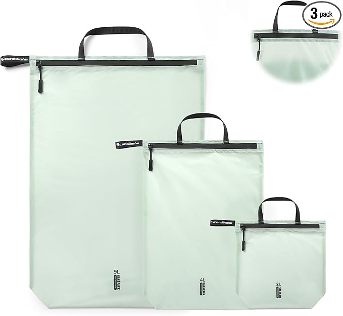 Travel Laundry Bag Ultralight Waterproof Washable Wet Dry Bag for Gym, Swimming, Yoga, and Workout Perfect for Dirty Clothes, Bathing Suits, Travel Accessories (3 Pack)(Green)