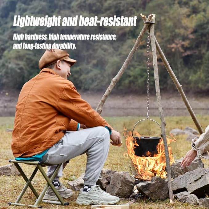 Adjustable Camping Tripod for Cooking - Strong Load-Bearing Campfire Grill With Easy Carry And Storage, Ideal for Camping Cookware And Equipment(1pcs)