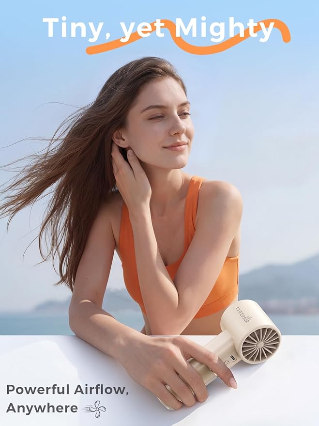 Handheld Portable Fan, 6-Speed Powerful Mini Personal Fan, Rechargeable 5000mAh Battery with Up to 15 Hours Runtime, Pocket Turbo Fan with Smart LED Display, Ideal for Travel, Camping, Makeup
