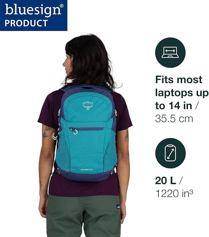 Osprey Daylite Plus Commuter Backpack - Everyday Pack with Laptop Sleeve, Bottle Pockets, and Extra Storage, Mystery White/Multi