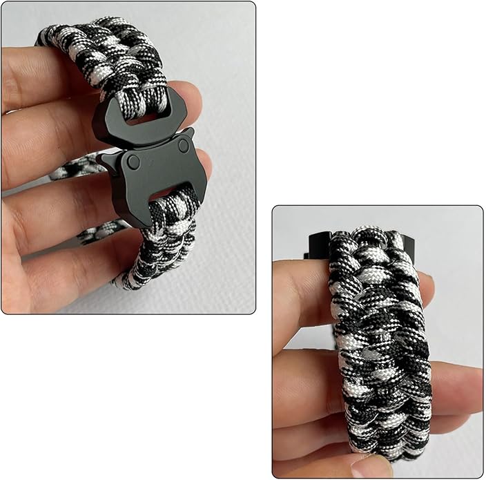 Parachute Cord Bracelets Trilobite Weaved Paracord Bracelet with Side Release Buckle 8.7 inch Black Bracelet for Men Women 1 Set
