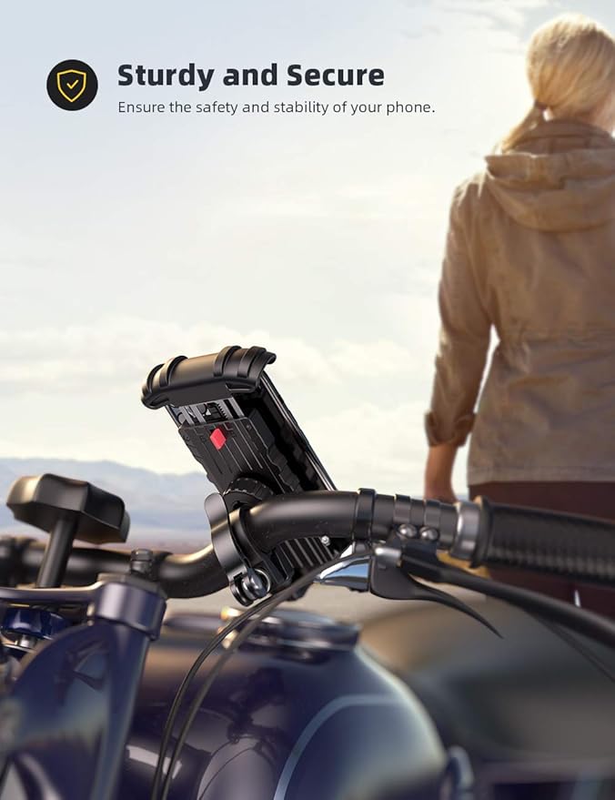 Lamicall Bike Phone Holder, Motorcycle Phone Holder – 360° Handlebar Mount with Rotation for iPhone 17 16 15 14 13 12 Pro Max Plus Mini XS XR X 8, Samsung, Huawei, 4.7-6.8 Inch Smartphones – Yellow
