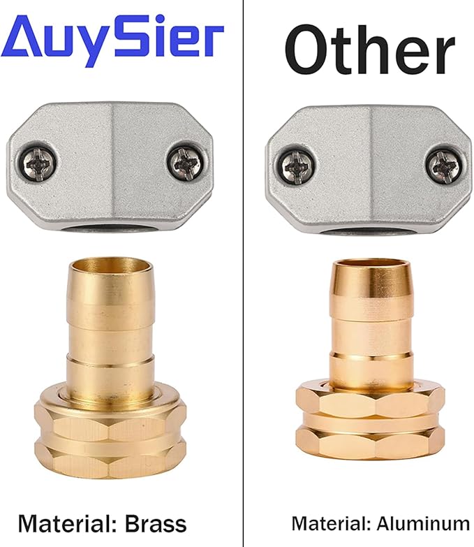 Garden Hose Repair Kits, 2 Pack Brass Water Hose Connector, Fit 3/4" and 5/8" Garden Hose, Female Hose End Repair Fittings Replacement, Hose Mender Kit