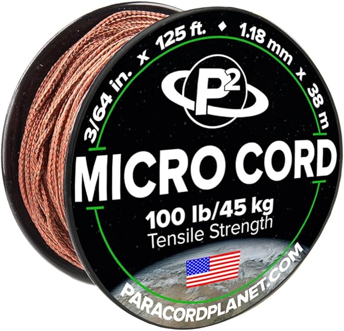 Paracord Planet Micro Paracord – Thin Braided Cord for Crafting, Fishing, and DIY Projects in 125 ft Spools – Chocolate Brown