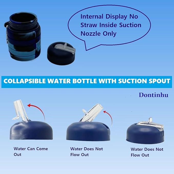 Collapsible Water Bottles 2 Pack 16oz(about 500ml), Travel Portable Sport Water Bottle, Silicone Foldable Water Bottles for Gym Camping Outdoor Hiking. (Blue Camouflage+Pink Camouflage)