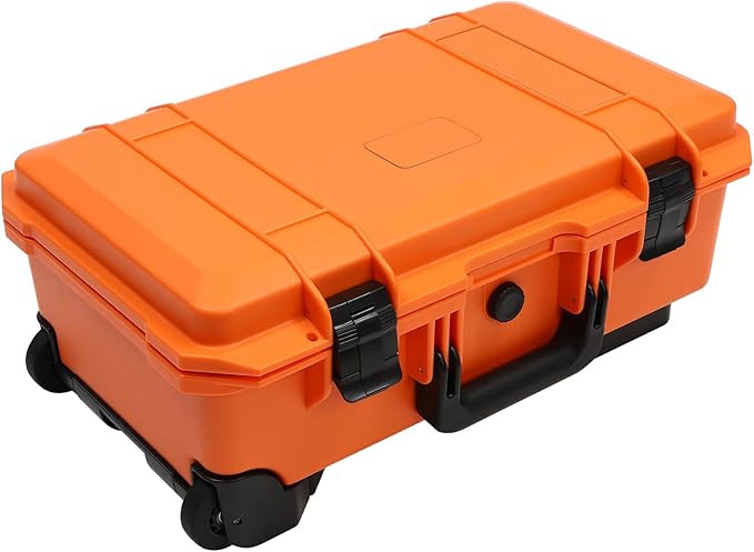 22" Weatherproof Hard Case Rolling Waterproof Case Dry Box with Foam Protective Cases Shockproof Hard Travel Cases For Cameras Lenses Electronic Equipment (Orange)