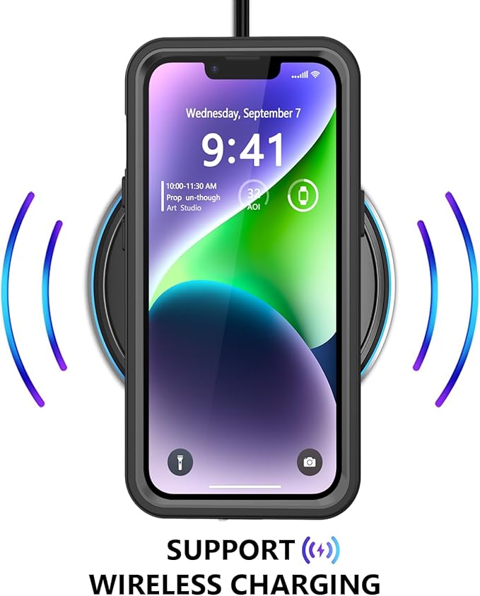 Protebox for iPhone 14 Waterproof Case with Built-in Screen Protector, Shockproof Dustproof Full Body Protective IP68 Waterproof Phone Case for iPhone 14 6.1 inch (Black)