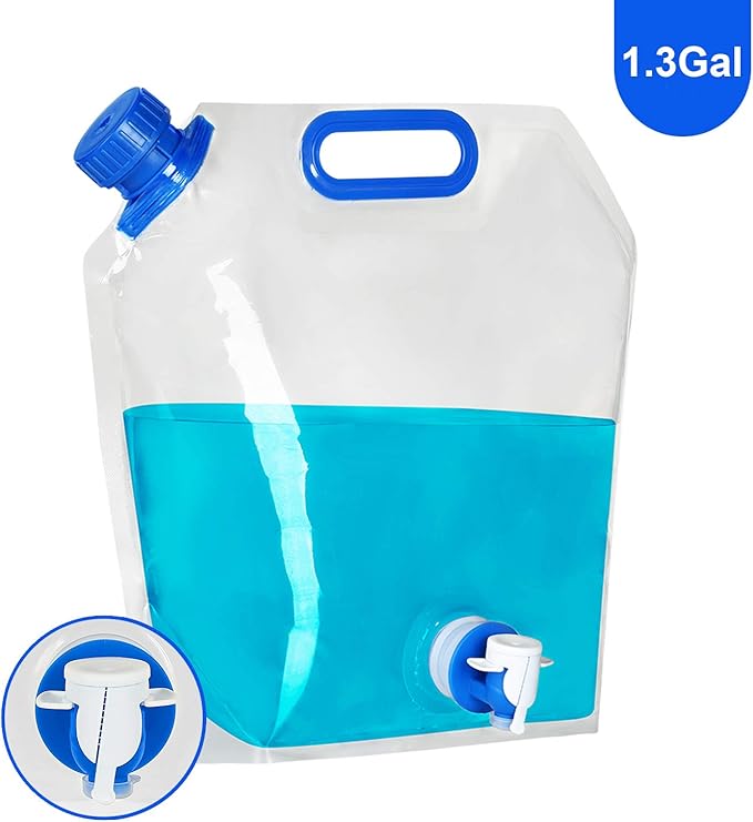 Collapsible Water Container, BPA Free Food Grade Clear Plastic Water Jug with Spout for Sport Camping Riding Hiking, Foldable Emergency Water Bottle