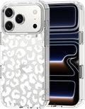 MOSNOVO for iPhone 17 Pro Case | Military Grade 6.6ft Drop Tested | Camera Control | Clear with White Leopard Print Design