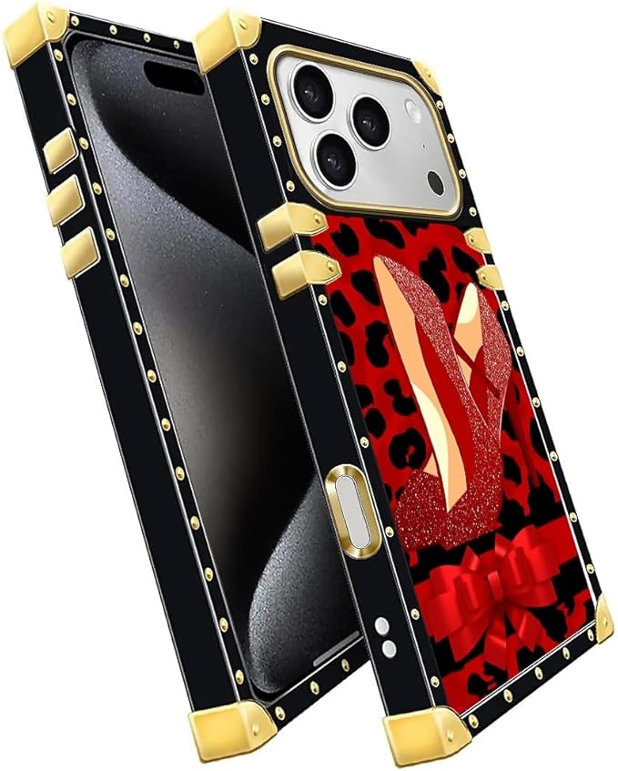 for iPhone 17 Pro Case Luxury Golden Decoration for Girl Women Soft TPU Shockproof Protective Hard PC Back for iPhone 17 Pro Crazy Pattern Elegant High Heels