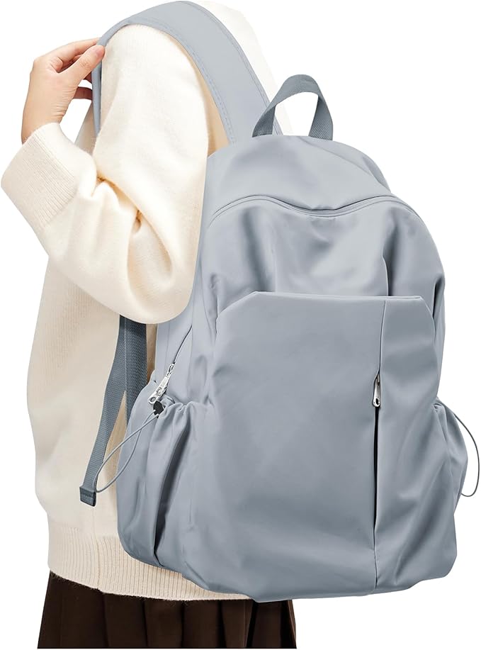 Small Backpack for School Girls Kids Women, Waterproof Bookbag Cute High School Backpack for Men Teen Boys, Lightweight College Back Pack Mochilas Escolares para Casual Daypack Rucksack Grey Blue
