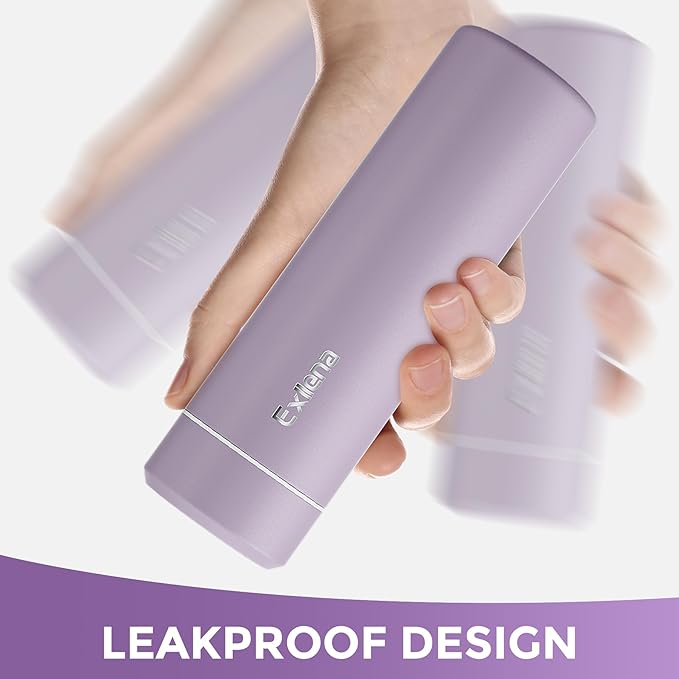 【Upgraded】Exllena Small Insulated Water Bottle 12 oz/350ml– Mini Insulated Water Bottle for Hot & Cold Drinks, Perfect Small Water Bottle for Travel, Purse...(Light Purple)