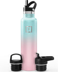 IRON °FLASK Camping & Hiking Hydration Flask with Straw, BPA-Free Insulated Stainless Steel Sports Water Bottle - 24 oz Bubble Gum