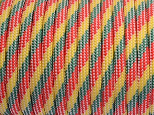 7 Strand Core 550lb Paracord Parachute Cord Lanyard Mil Spec Type III-100ft (Red+Green+Yellow(81#))