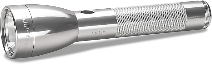 MagLite ML50L 2-Cell C LED Flashlight, Adjustable Beam, High & Low Modes, Water-Resistant - Silver