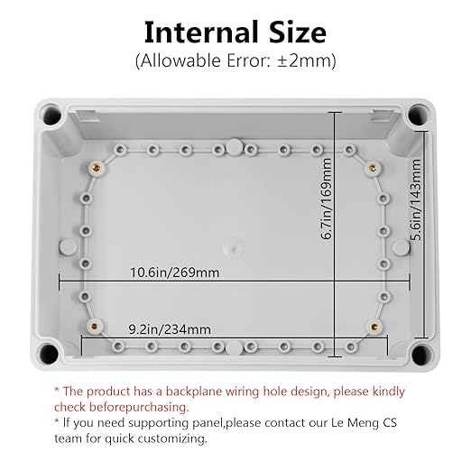 LeMotech IP67 Waterproof Junction Box ABS Plastic Project Box Dustproof Electrical Box Outdoor Enclosure for Electronics DIY Case Gray 11x 7.5X 7.1 inch (280x 190x 180 mm)