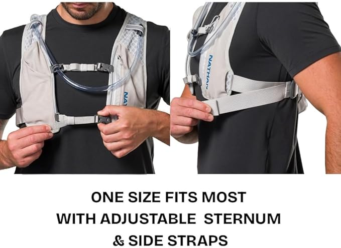 Nathan QuickStart Hydration Pack Vest with Bladder or flasks, Storage Pockets, Breathable Moisture-Wicking Fabric, Adjustable Straps for Running, Hiking, Walking, Marathons, Obstacle Races