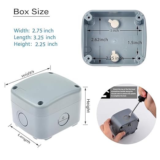 SuperInk 1 Pack Dustproof Electrical Junction Box Connector 5 Pole Waterproof Enclosure Case fit 20mm Cable Gland for Outdoor Use (86x74x62mm) IP66 Rated