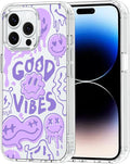 MOSNOVO Case for iPhone 14 Pro Max, [Buffertech 6.6ft Military-Grade Drop Protection] [Anti Peel Off Tech] Clear TPU Bumper Phone Case Cover Design - Good Vibes