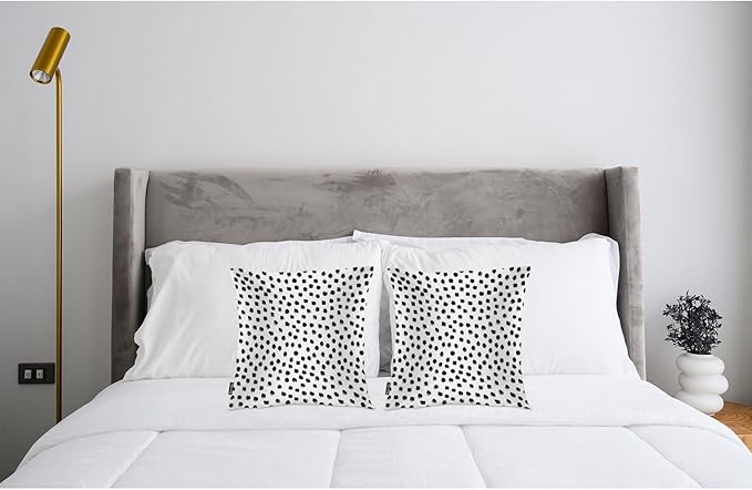 Swono Polka Dots Decorative Throw Pillow Covers Pack of 2, Abstract Messy Black Dots Doodle Stain Pillow Cushion Cases 18"X18", Square Pillowcases Decoration for Sofa Couch Bedroom Living Room Car