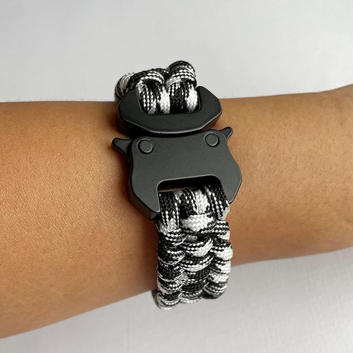 Parachute Cord Bracelets Trilobite Weaved Paracord Bracelet with Side Release Buckle 8.7 inch Black Bracelet for Men Women 1 Set