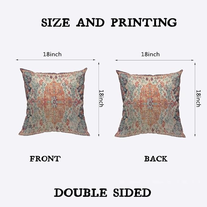 TKS MITLAN Carpet Bathmat and Rug Boho Style Pillow Covers 18x18 Inch Ethnic Design Pattern Decorative Throw Pillow Covers Cushion Case for Home Sofa Couch Decoration
