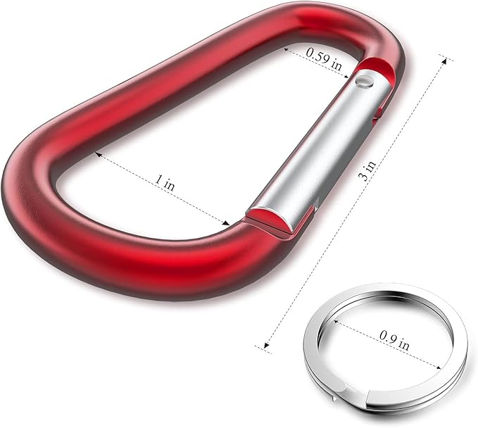 Carabiner Keychain Clip -3" Aluminum Carabiner D Ring, Caribeener Clips, Spring Snap Hook for Keychain Clip