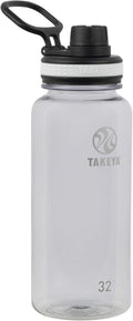 Takeya Tritan Sport Water Bottle with Spout Lid - BPA-Free & Dishwasher-Safe Water Bottle - Reusable Bottle with Lid Handle - Simple Leak-Proof Water Bottle - 32 oz, Clear