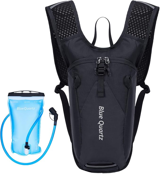 Blue Quartz Hydration Backpack with 2L Water Bladder, Hiking Water Pack with Insulated Compartment for Women Men, Lightweight Running Hydration Vest with Phone Pocket for Cycling, Biking