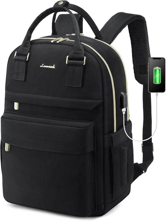 LOVEVOOK Laptop Backpack for Women 15.6 Inch Laptop Bag with USB Port, Fashion Waterproof Backpacks Teacher Nurse Stylish Travel Bags Vintage Daypacks Bookbag for College School Work