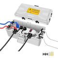 NineLeaf Outdoor Electrical Box,Weatherproof Connection Box w/6 Cable Entry,IP54 Waterproof Extension Cord Cover Protect Power Strips,Timer,Plug,Holiday Lights,10.3x5.9x3.7”,Grey