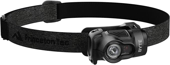 Princeton Tec Byte LED Headlamp Lightweight Compact Durable Hands-Free Lighting with White and Red Beam Options for Hiking, Backpacking, Camping, Running, and Safety Preparedness - Black