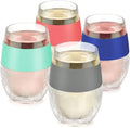 Host Freeze Plastic Wine Glasses for Red and White Wines, Gifts for Mom, Gifts for Women, Double Wall Insulated Wine Cooling Cups, Freezable Drink Chilling Tumblers, 8.5 oz, Set of 4, Assorted Colors