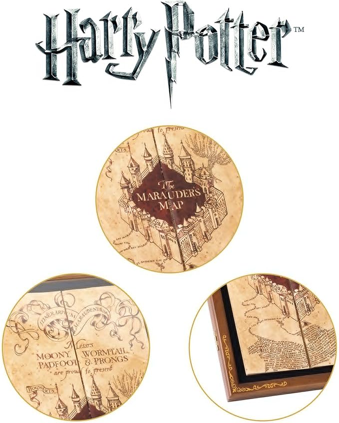 The Noble Collection Harry Potter The Marauder's Map Display Case - Elegant Wooden Case for Marauder's Map - Film Set Movie Props Gifts
