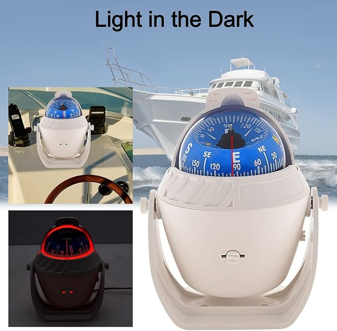 Marine Compass for Boat LED Light Navigation Pivoting Electronic Automotive High Precision Compass for Sailing Boat Car Truck