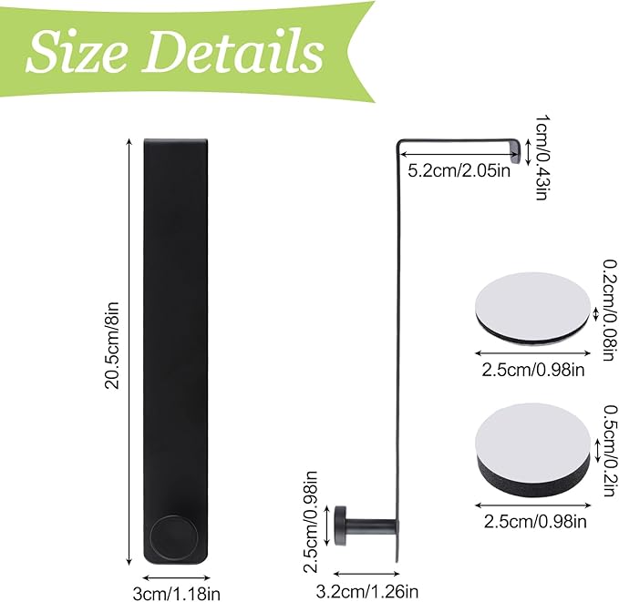 T-Shaped Over the Door Hooks, 2Pcs Rustproof Stainless Steel Door Hooks Over Door Coat Hangers for Home, Office (Black)