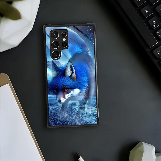 for Samsung Galaxy S23 Ultra Case, Snowy Mountain Fox Lake Pattern Graphic Design Girl Boy Soft Silicone Hard Acrylic Shock Protection for Samsung Galaxy S23 Ultra