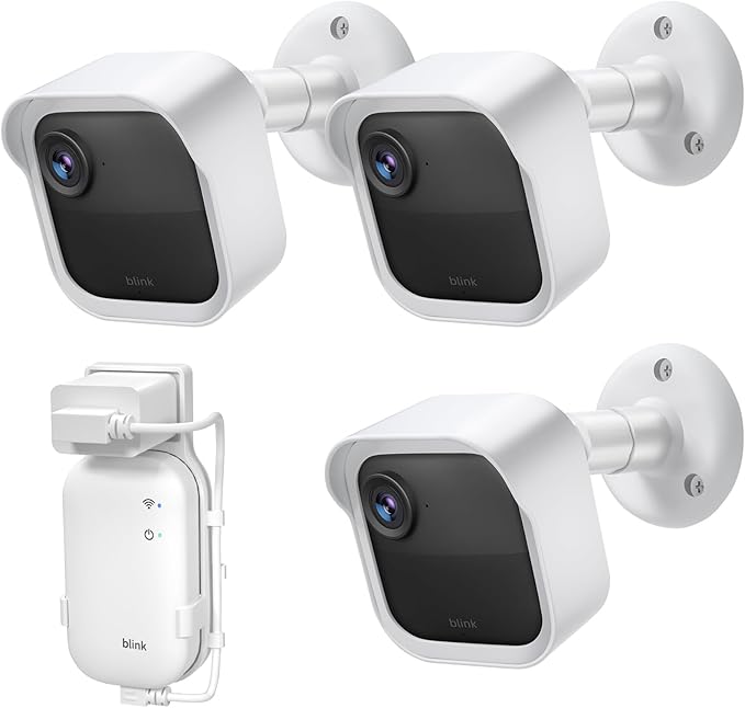 Blink Outdoor Camera Wall Mount Compatible with 2K+ & 4th Gen,3 Pack Weatherproof Protective Housing,360 Degree Adjustable with Blink Sync Module Core Outlet Mount for Blink Camera System