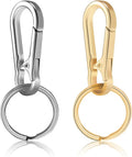 2pcs Metal Keychain Rings, Sturdy Key Chain Ring Carabiner Clip, Key Holder Organizer for Purse Charms Hook, Paracord Keychain Lanyard, Men and Women Home Car Keyrings (Silver and Light Gold)